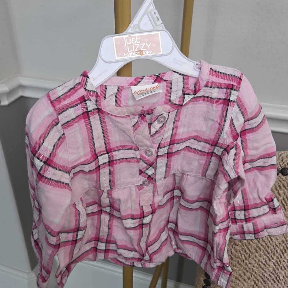 Jumping Beans Pink and White Plaid Button Down Shirt